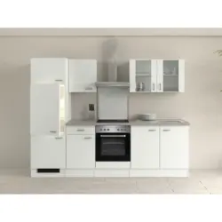 Küchenblock 270 cm in Grau, Weiß