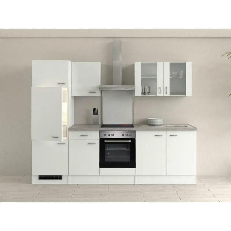 Küchenblock 270 cm in Grau, Weiß