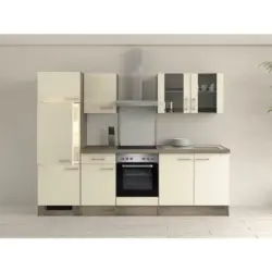 Küchenblock 270 cm in Eichefarben, Magnolie