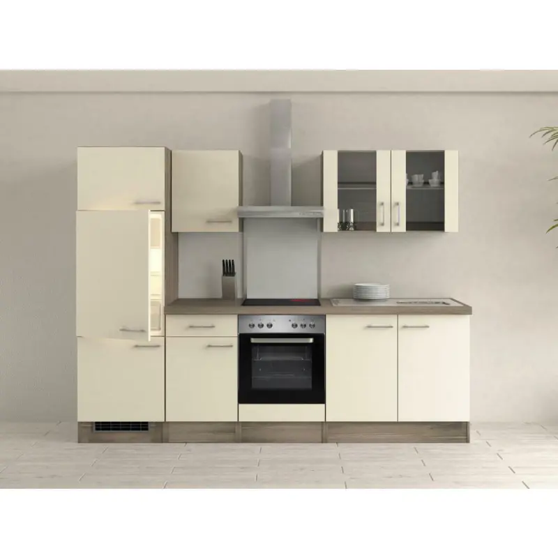 Küchenblock 270 cm in Eichefarben, Magnolie