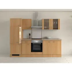 Küchenblock 270 cm in Buchefarben, Hellbraun