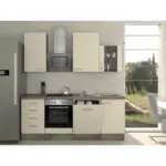 XXXLutz Lauterach - Ihr M&ouml;belhaus bei Bregenz K&uuml;chenblock 220 cm in Eichefarben, Edelstahlfarben, Magnolie