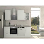 XXXLutz Wels - Ihr Möbelhaus in Wels Küchenblock 220 cm in Grau, Weiß, Edelstahlfarben