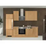 XXXLutz Lauterach - Ihr M&ouml;belhaus bei Bregenz K&uuml;chenblock 280 cm in Buchefarben, Edelstahlfarben, Hellbraun