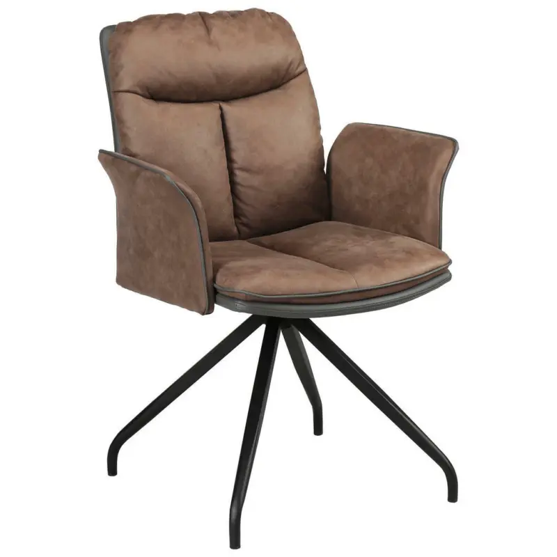 Armlehnstuhl in Eisen Lederlook, Mikrofaser