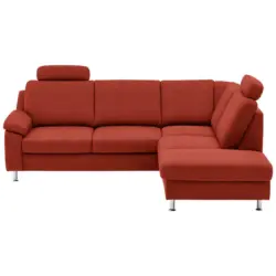 Ecksofa in Flachgewebe Orange, Rostfarben