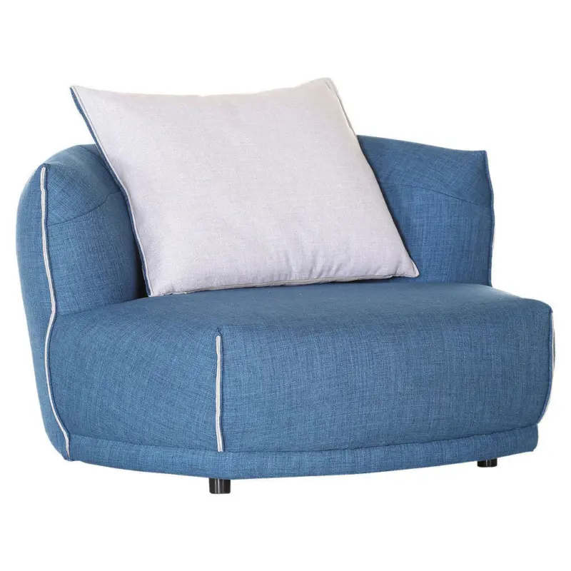 Sessel in Flachgewebe Blau, Hellgrau