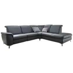 Ecksofa in Echtleder Anthrazit