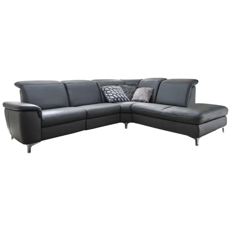 Ecksofa in Echtleder Anthrazit