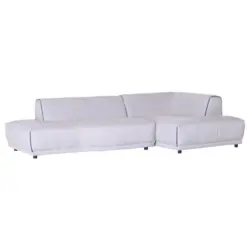 Ecksofa in Flachgewebe Hellgrau, Dunkelblau