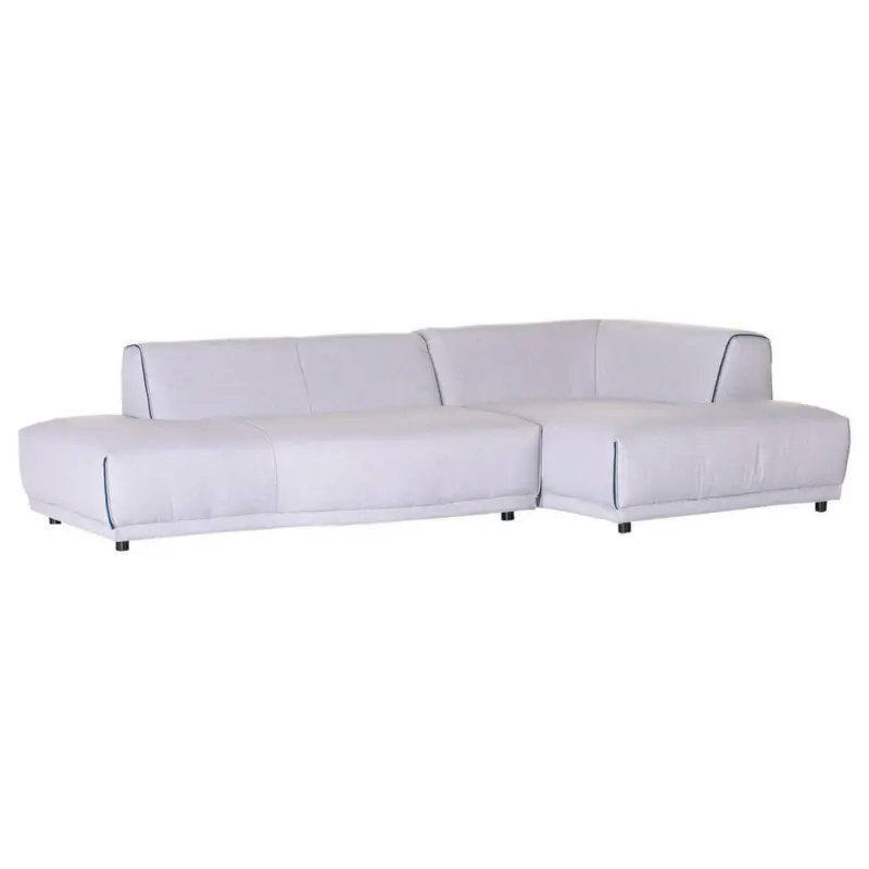 Ecksofa in Flachgewebe Hellgrau, Dunkelblau