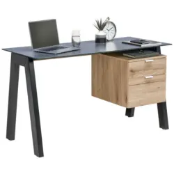 Schreibtisch 130/60/75 cm in Schwarz, Eichefarben