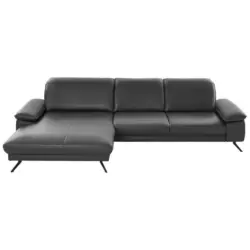 Ecksofa in Echtleder Anthrazit