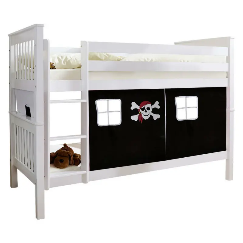 Etagenbett 90/200 cm Schwarz, Weiß