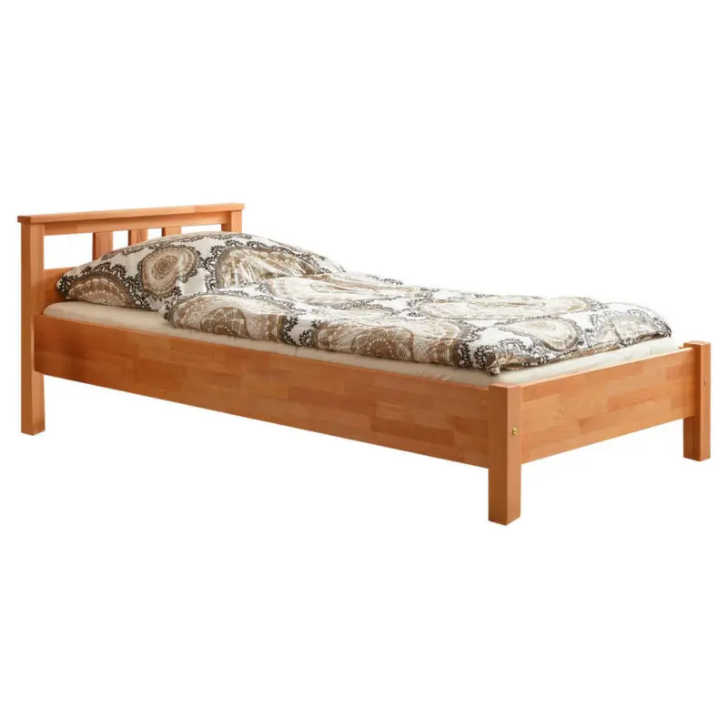 Bett 90/200 cm in Buchefarben