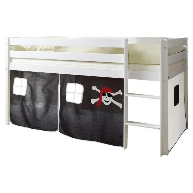 Mittelhohes Bett 90/200 cm Schwarz, Weiß