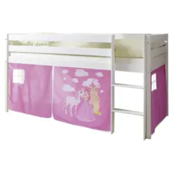 Mittelhohes Bett 90/200 cm Weiß, Pink