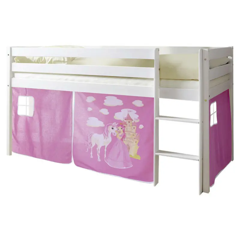 Mittelhohes Bett 90/200 cm Weiß, Pink