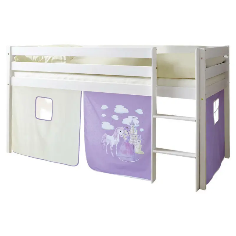 Mittelhohes Bett 90/200 cm Weiß, Flieder
