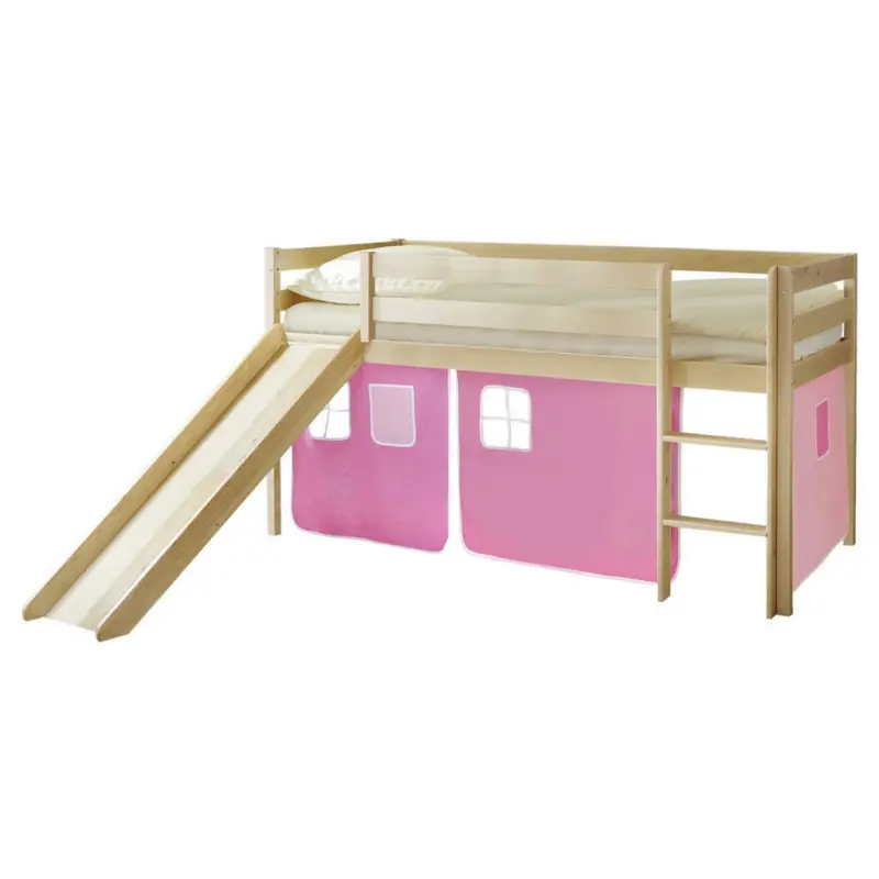 Spielbett 90/200 cm in Rosa, Kieferfarben, Hellrosa