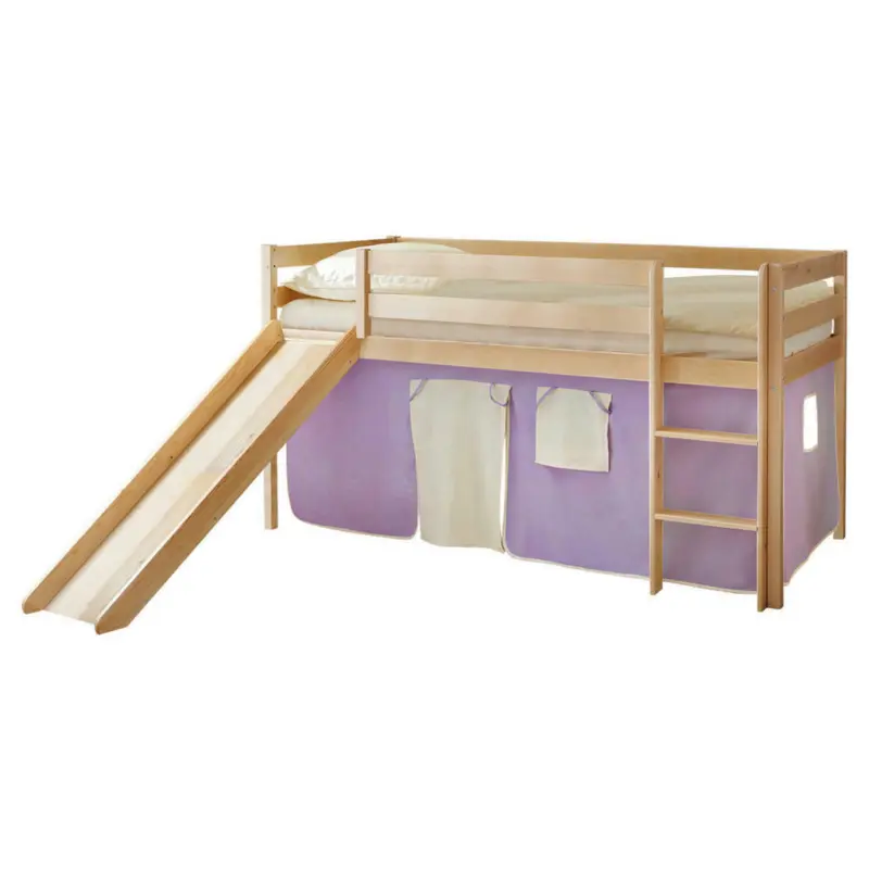 Spielbett 90/200 cm in Lila, Kieferfarben, Beige