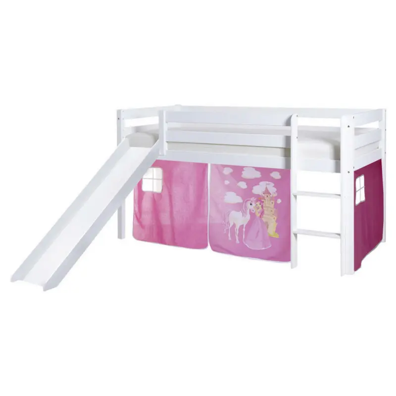 Spielbett 90/200 cm in Weiß, Pink