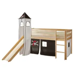 Spielbett 90/200 cm in Schwarz, Weiß, Kieferfarben