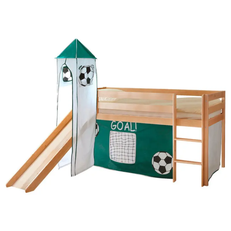 Spielbett 90/200 cm in Grün, Kieferfarben