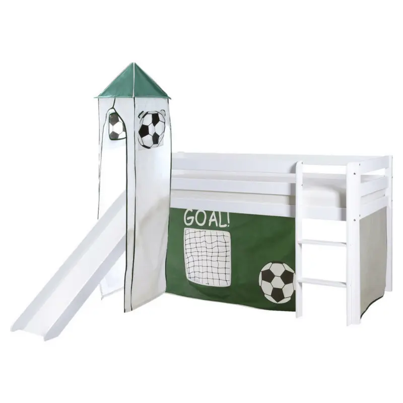 Spielbett 90/200 cm in Weiß, Dunkelgrün