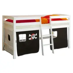 Mittelhohes Bett 90/200 cm Schwarz, Weiß