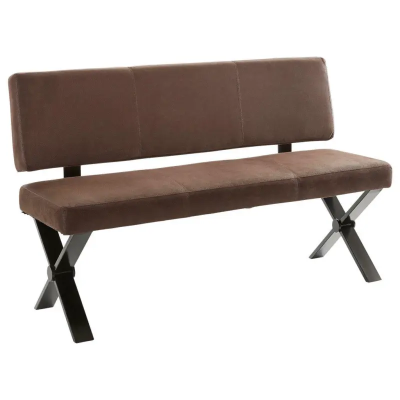 Sitzbank in Metall, Textil Dunkelbraun