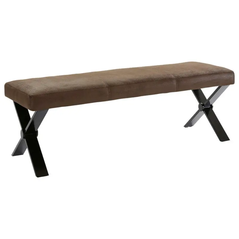 Sitzbank in Metall, Textil Braun, Schwarz