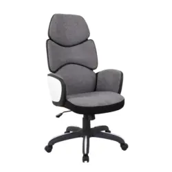 Chefsessel in Webstoff Grau, Schwarz, Weiß