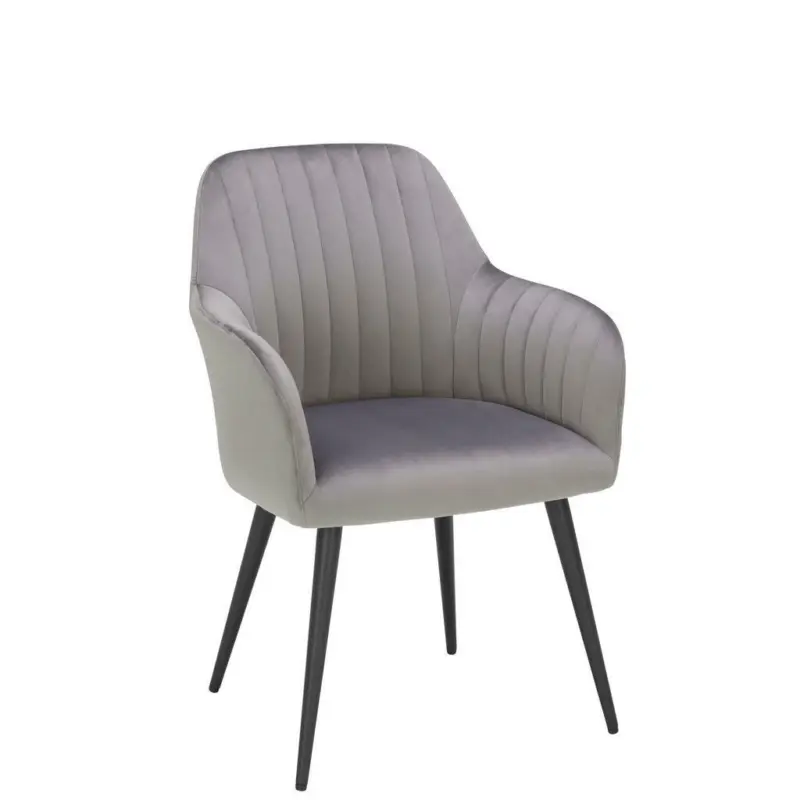 Armlehnstuhl in Stahl Samt