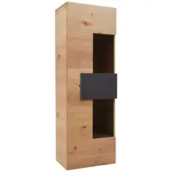Vitrine in furniert, massiv Wildeiche Anthrazit, Eichefarben