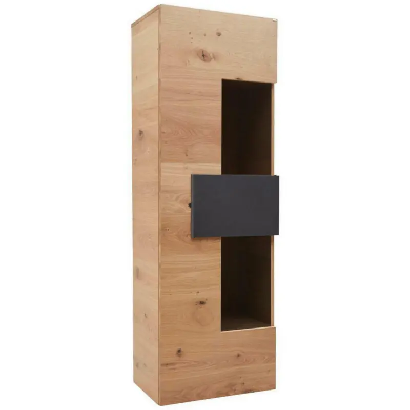 Vitrine in furniert, massiv Wildeiche Anthrazit, Eichefarben
