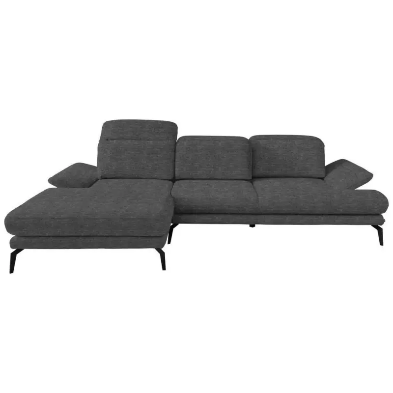 Ecksofa in Webstoff Braun, Dunkelgrau