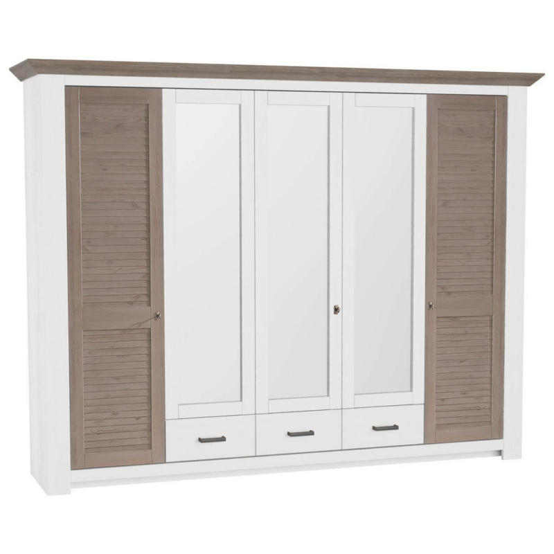 Drehtürenschrank in Weiß, Taupe