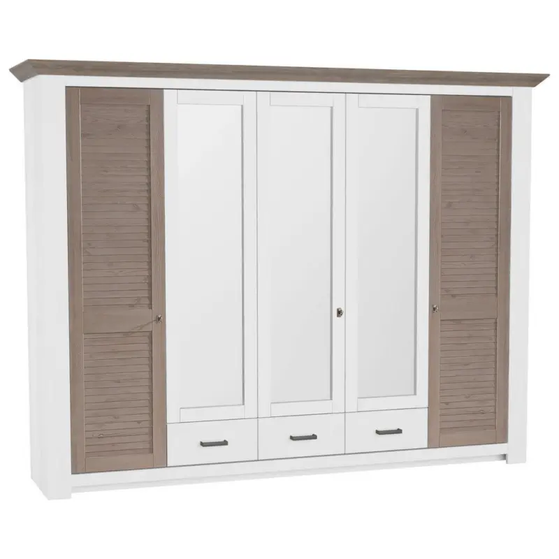 Dreht&uuml;renschrank in Wei&szlig;, Taupe