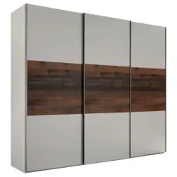 Schwebetürenschrank in Braun, Grau