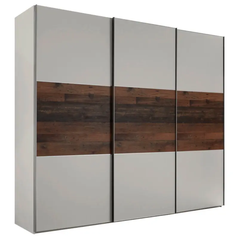 Schwebetürenschrank in Braun, Grau