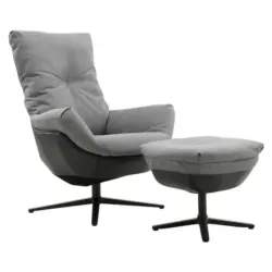 Relaxsesselset in Metall, Textil Schwarz, Dunkelgrau