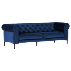 Dreisitzer-Sofa in Samt Blau
