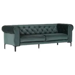 Dreisitzer-Sofa in Samt Grün, Petrol
