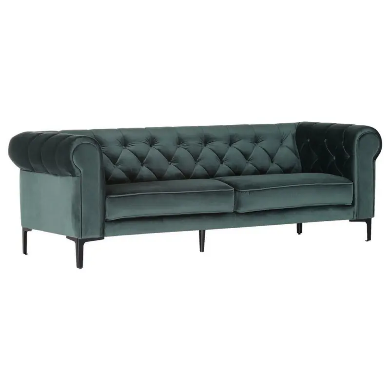 Dreisitzer-Sofa in Samt Grün, Petrol