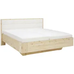 Bett 180/200 cm in Wei&szlig;, Zirbelkieferfarben
