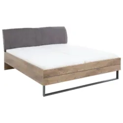 Bett 180/200 cm in Graphitfarben, Eichefarben