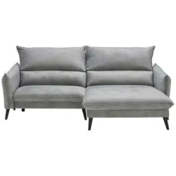 Ecksofa in Velours Grau
