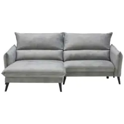 Ecksofa in Velours Grau