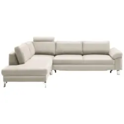 Ecksofa in Echtleder Beige